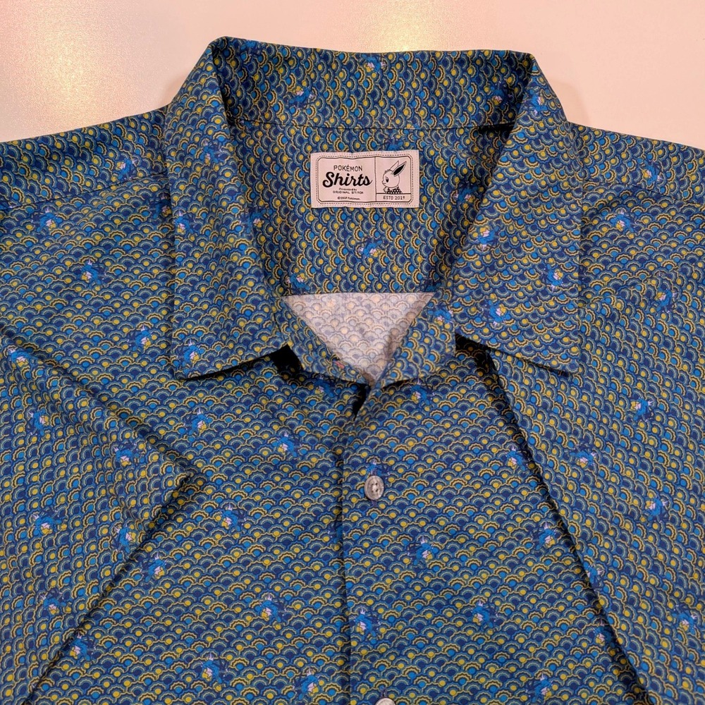 Pokemon Shirts Original Stitch Mens XL Blue Japan Gyarados Pikachu SS RARE